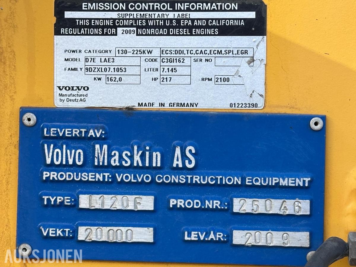 2009 Volvo L120F hjullaster 